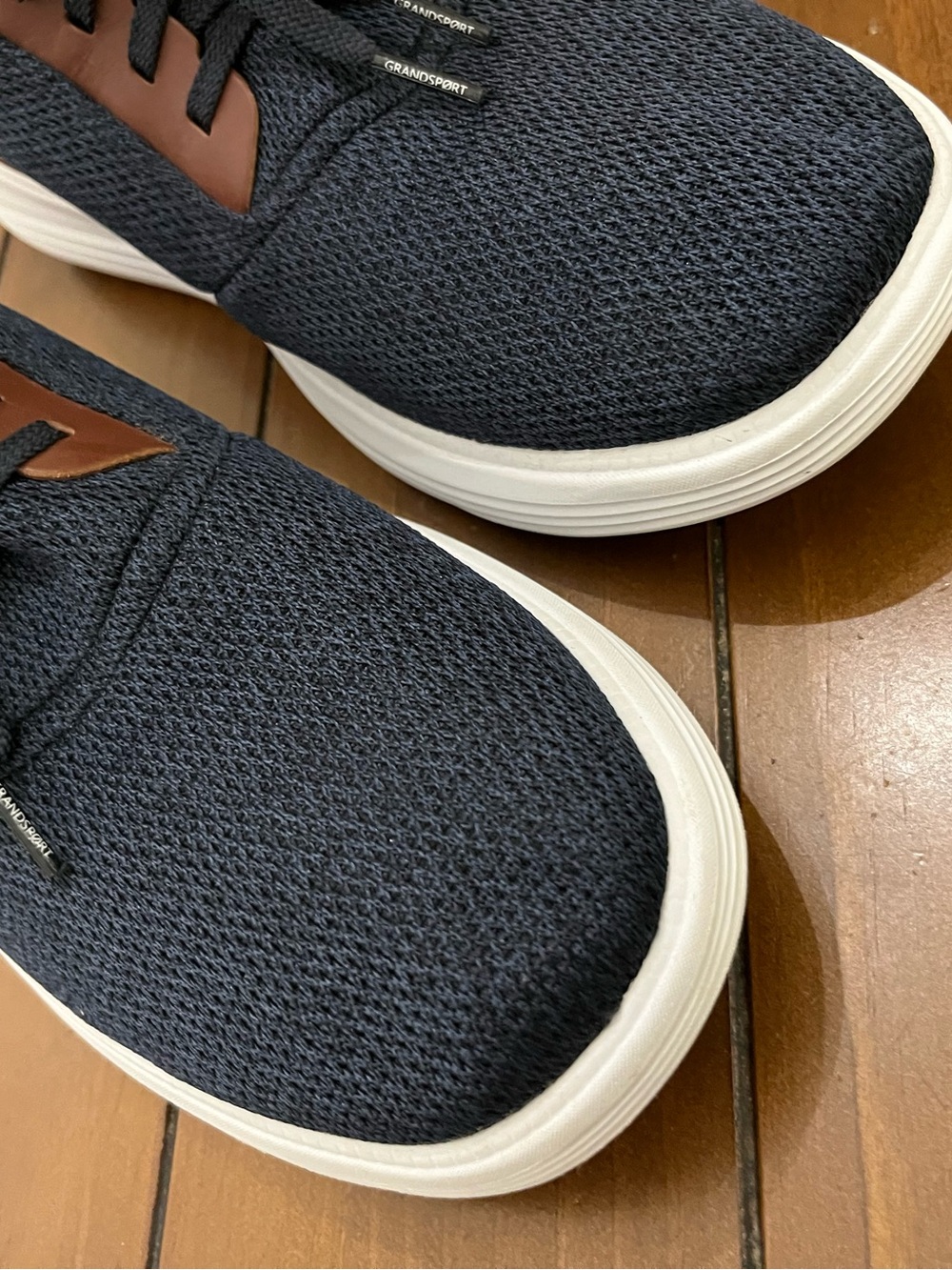 Cole Haan Grandsport Journey Knit Sneakers Navy with Brown Accents Size 11 - Picture 14 of 16